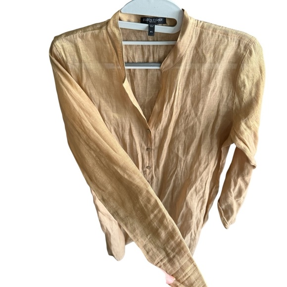 Eileen Fisher Tan Blouse Size Small - Picture 2 of 8